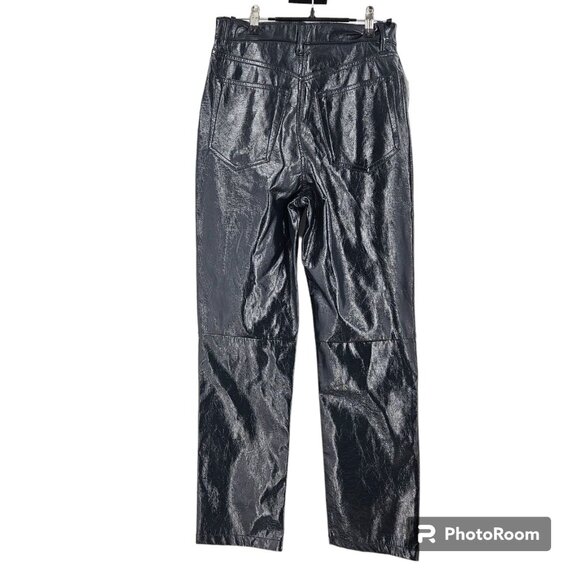 Abercrombie & Fitch Black 90s Straight Ultra High Rise Vegan Leather NWT Size 28 - Picture 8 of 8